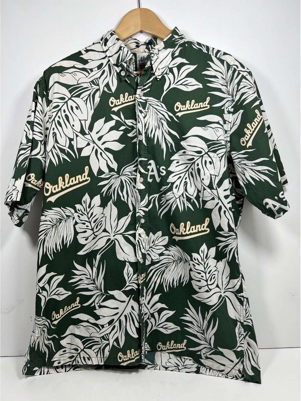 Reyn Spooner Oakland Athletics A’s MLB Aloha Hawaiian Button Up Cotton Shirt L